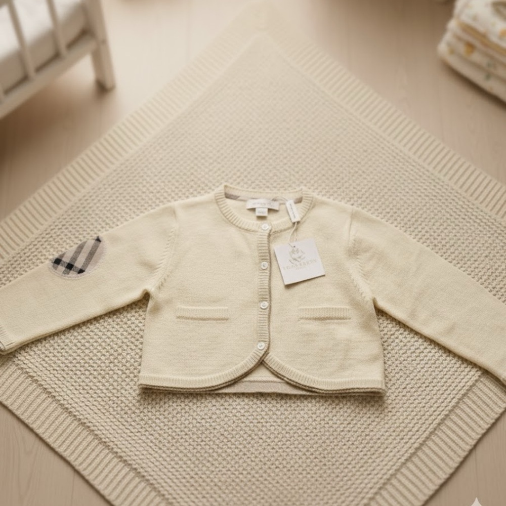 NWT Burberry Baby Cream Cardigan 100% WOOL